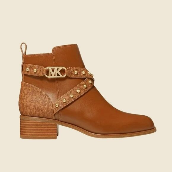 NEW Michael Kors Kincaid Leather Studded Ankle Boots Luggage Color Size 7.5 $295 - Picture 7 of 7